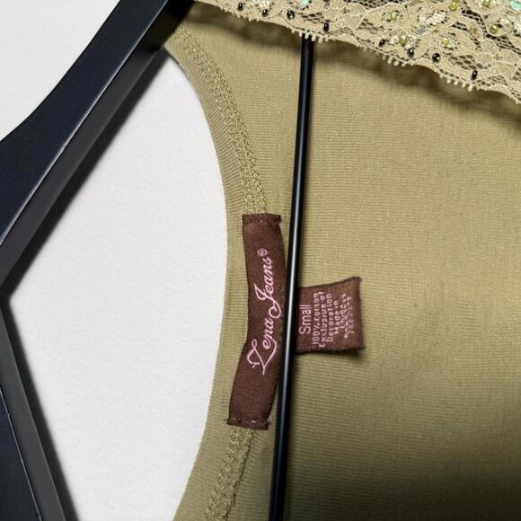 Y2K Green V-Neck Short Sleeve Top with Lace Detail Small - Picture 3 of 5